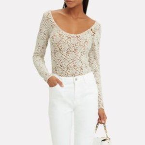 Nightcap Clothing Felted Lace Scoop Neck Top Ivory
